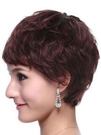 Fashion Wavy Auburn Wig – Capless Design, Natural Human Hair