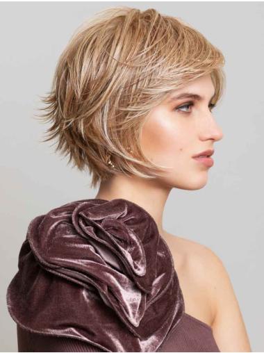 Straight Bob Cut Wig – Short Blonde Synthetic with 100% Hand-Tied Cap