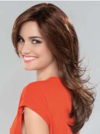 Hand-Tied 18 Inch Brown Straight Remy Wig Long – Natural Layered Style