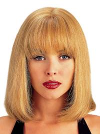 Blonde 14 Inch Monofilament Human Hair Wig – Shoulder Length with Bangs