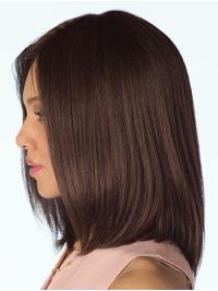 Cheap 14" Brown Shoulder-Length Human Hair Wig – No Bangs for Effortless Style