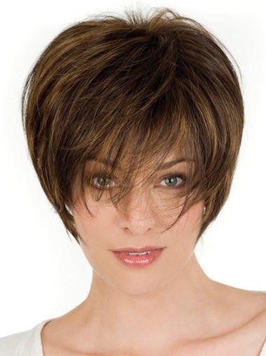 100% Human Hair Brown Wig – Layered Short Style for a Natural Look