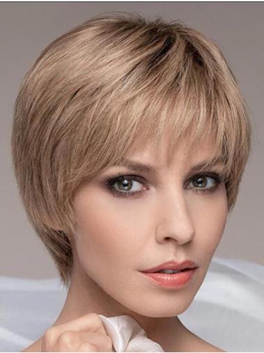 Short Blonde Lace Front Wig – 6" Straight Boycut Short Style