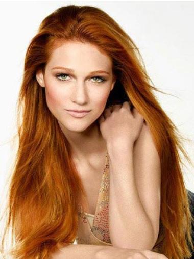 Best Hand-Tied Human Hair Wig – Long Straight Auburn Hair