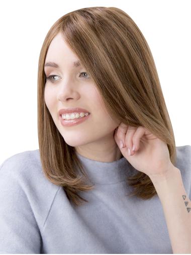 Monofilament Straight Wig – 14" Shoulder Length Human Hair