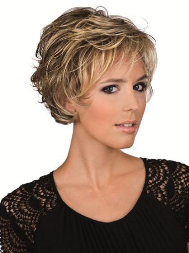 Brown Wavy Layered Remy Human Hair Wigs – Short Women Hair