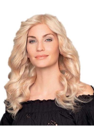 Blonde Long Wavy Human Hair Wig – 18 Inch Women Wigs Natural Look