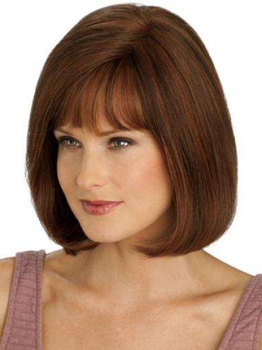 Affordable Silk Top Wig – Auburn Chin Length Bob in Human Hair