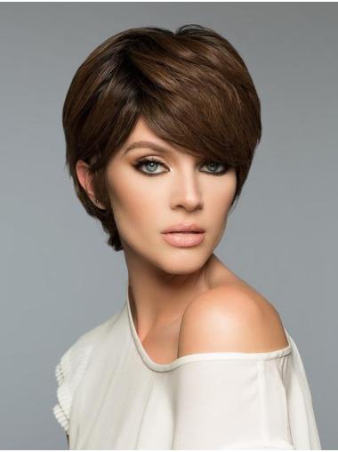 Brown Cropped Straight Boycut Wig Short – Trendy Human Hair