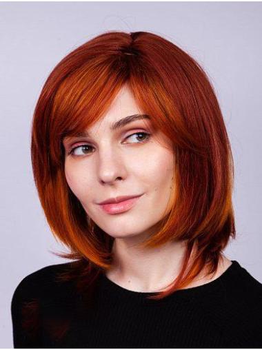 Medium-Length Straight Wig for Women – 12 Inch Capless Design