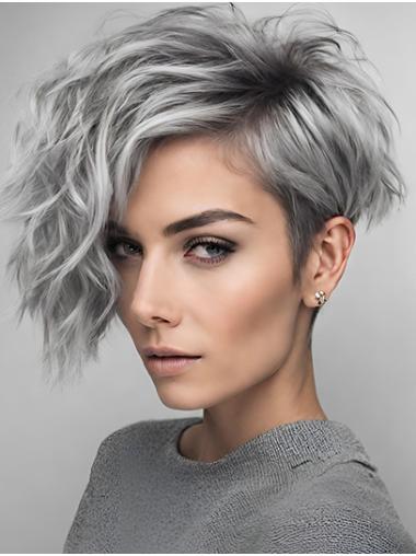 Short Wavy Grey Bob Wig – 100% Remy Human Hair for Natural Movement