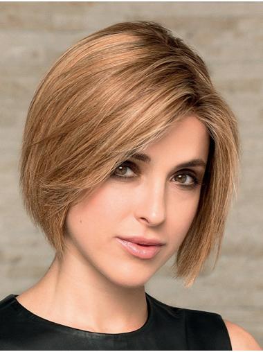 Blonde Bob Wig – Straight Chin-Length Human Hair with Comfortable Monofilament Cap