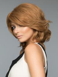 Blonde Short Human Hair Wigs – 12" Wavy Layered Style Mono Cap