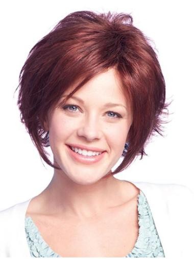 Short Auburn Human Hair Wig – 11" Straight Lace Front Design