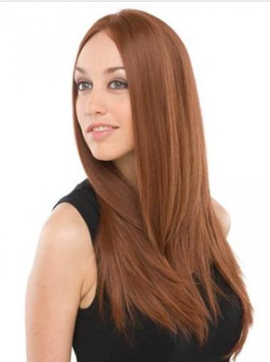 Long Auburn Straight Lace Front Wig – Human Hair Without Bangs