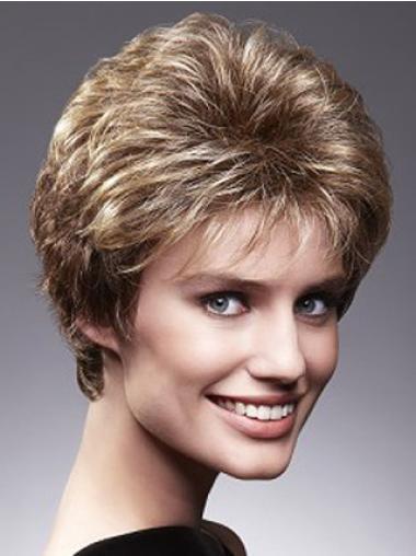 Glueless Lace Front Wigs Short – Brown Layered Cropped 4" Human Hair