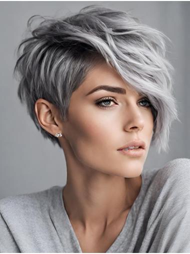 Grey Remy Human Hair Wig – Short Wavy Bob for a Soft, Elegant Style
