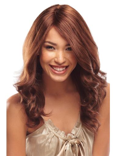 18 Inch Long Wavy Auburn Remy Human Hair Wig – Without Bangs Fabulous Style