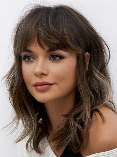 Ombre 14" Wavy Lace Front Wig – Two-Tone Shoulder-Length with Bangs