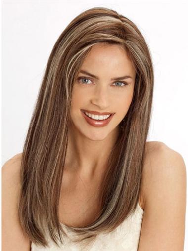22" Straight Light Brown Human Hair Wig – Lace Front Natural Look