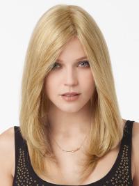 Blonde Straight Human Hair Lace Front Wig – No Bangs