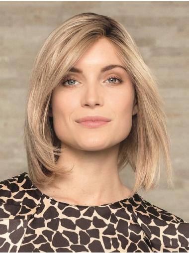 Blonde Bob Wig – 12 Inch Straight Cut, Real Human Hair for Ladies