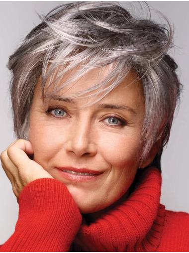Short 8" Wavy Grey Wig – Synthetic Hair for a Stylish