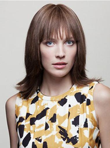 Brown Wavy Shoulder Length Human Hair Wig – On Sale Now