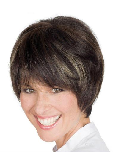 Short Brown Human Hair Wig – Straight Lace Front, Affordable Price