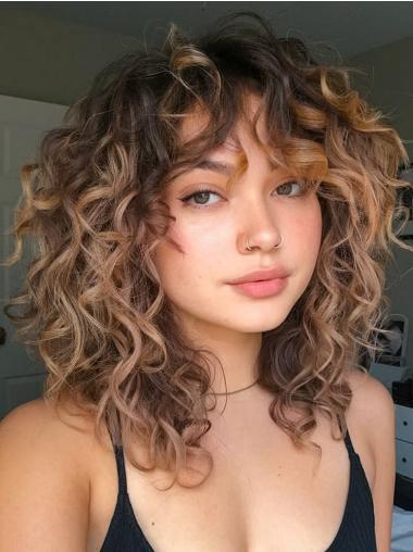 Lace Front 14" Curly Ombre Wig – 2-Tone Layered Shoulder-Length Hair for a Lush Look