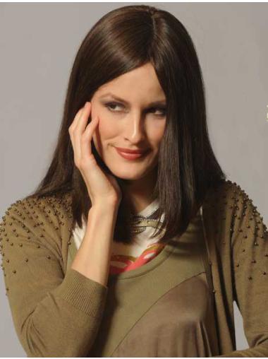 Capless Brown Long Synthetic Wig – 14" Fashionable