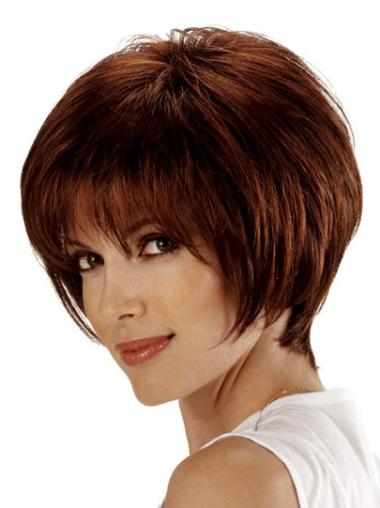 Women Auburn Chin Length Human Hair Wig – Straight Lace Front