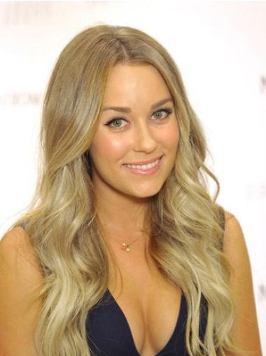 Hand-Tied Blonde Wig – 24 Inch Long Wavy Human Hair, Sleek Look
