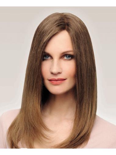 Brown 100% Hand-Tied Long Wig – No Bangs, Affordable Price