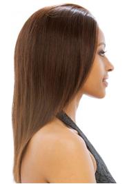 16" Brown Straight Wig – Long Natural for Black Women