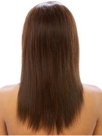 16" Brown Straight Wig – Long Natural for Black Women