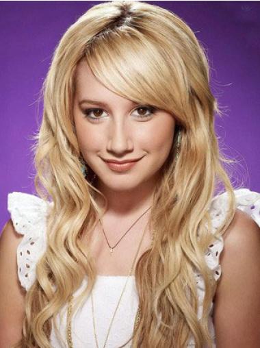 Best Wavy Remy Blonde Wig – Long Human Hair with Bangs