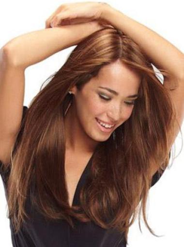 Modern 100% Hand-Tied Auburn Wig – Long Straight Human Hair