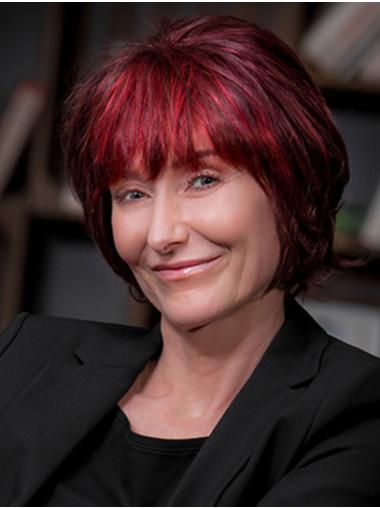 Chin Length Red Bob Human Wig – 10 Inch Hand-Tied Hair