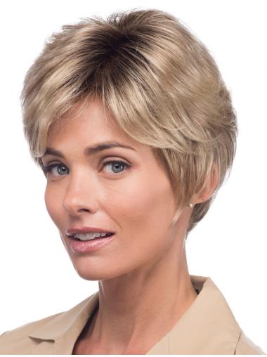 Sassy 8 Inch Blonde Human Hair Wig – With Bangs, Natural Look