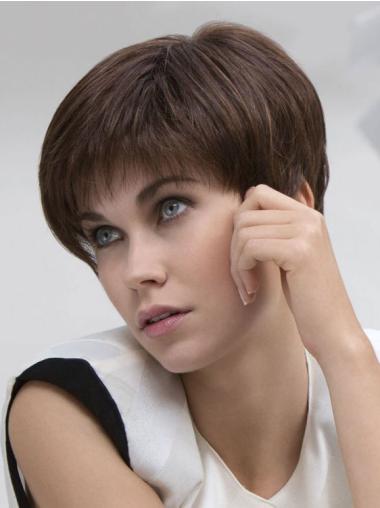 Amazing Cropped Brown Boycut Wig – Remy Human Hair, Lace Front