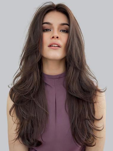Long 20" Brown Wig – Layered Wavy Lace Front Human Hair for a Gorgeous, Natural Style