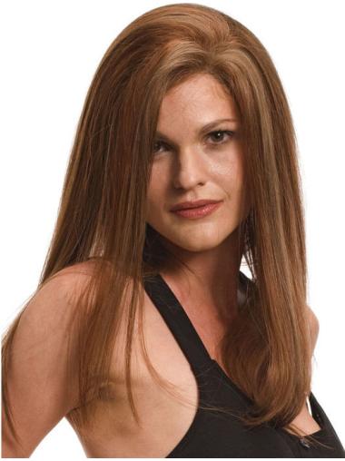 100% Hand-Tied Long Human Hair Wig – Natural Look, 18 Inch