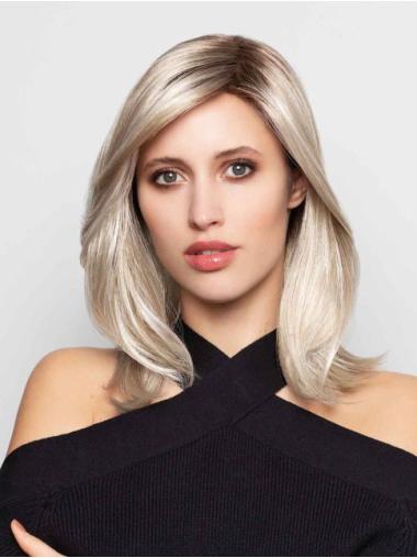 Blonde Straight Wig – Monofilament Shoulder-Length Synthetic Hair for a Natural Look