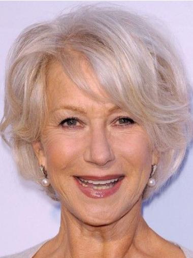 Beautiful Short Wavy Grey Human Wig – Capless Design for a Soft