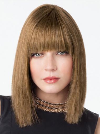 Brown Straight Lace Front Human Hair Wig – 100% Real Hair, Bob Cut