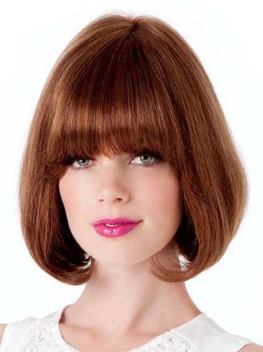 Straight Auburn Bob Lace Front Wig – 100% Human Hair, Natural Look