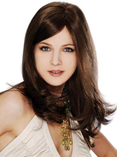 Suitable Straight Long Brown Wig – 100% Human Hair, Hand Tied for Comfort