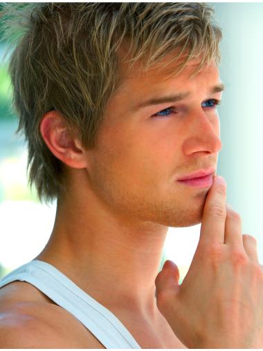 100% Hand-Tied Men’s Straight Cropped Wig – Natural Hair