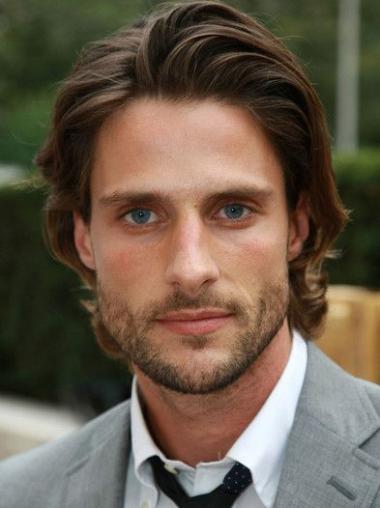 8 Inch Lace Front Wavy Remy Human Hair Wig for Men